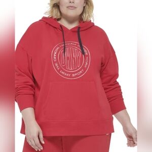 DKNY Sport Plus Size Metallic-Logo Long-Sleeve Hoodie